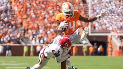 Tennessee receiver Braylon Staley makes a move.
