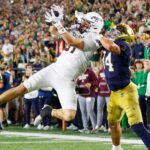 Texas A&M TE Nate Boerkircher catches a pass vs. Notre Dame.
