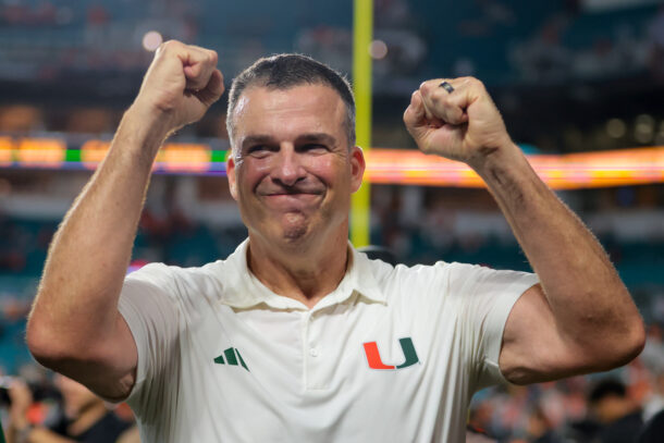 Miami head coach Mario Cristobal.