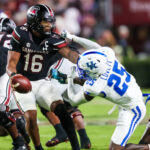 LaNorris Sellers looks to make a play.