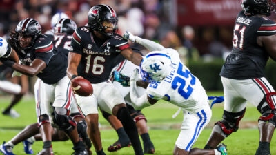 LaNorris Sellers looks to make a play.