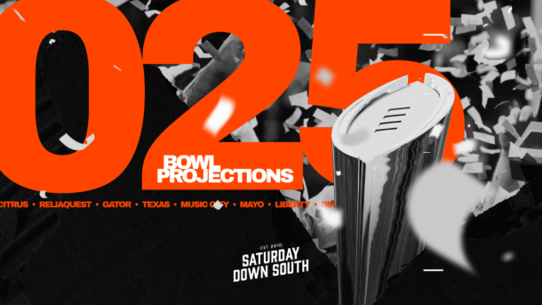 Saturday Down South bowl projections for the 2025 season.