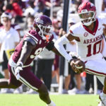 Arkansas plays Mississippi State in football.