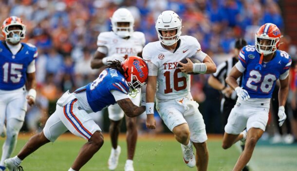 Texas QB Arch Manning runs the ball vs. Florida.