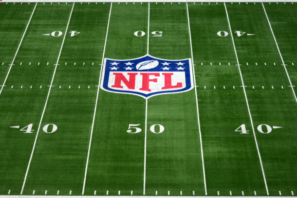 NFL logo on a field.