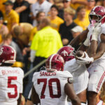 Alabama celebrates a touchdown at Mizzou.