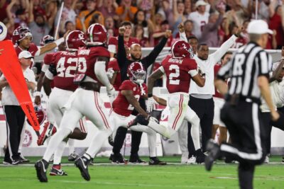 Alabama returns an interception for a touchdown.