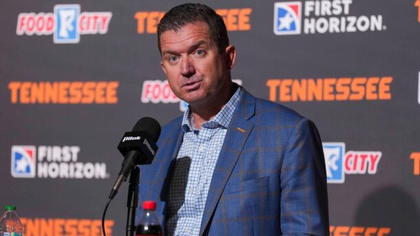 Tennessee AD Danny White speaks to the media.