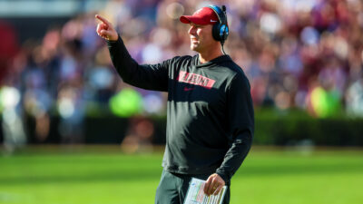 Alabama coach Kalen DeBoer during a game.