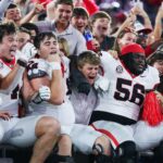 Georgia players celebrate a win over Florida.