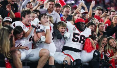 Georgia players celebrate a win over Florida.