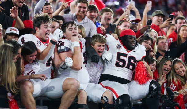 Georgia players celebrate a win over Florida.