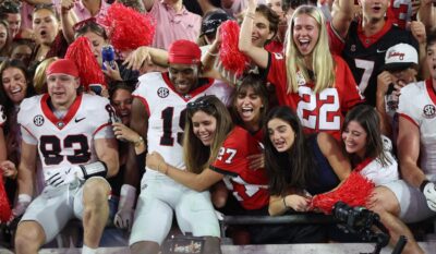Georgia players celebrate a win over Florida.
