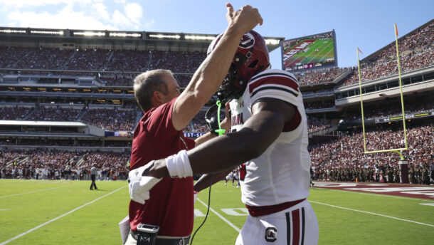 Nyck Harbor celebrates a touchdown.