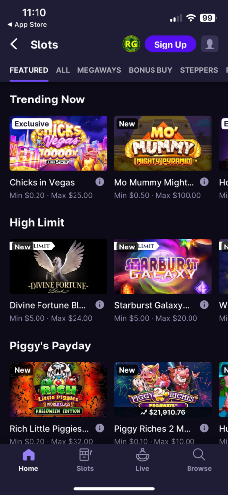 Hollywood Casino slots screen