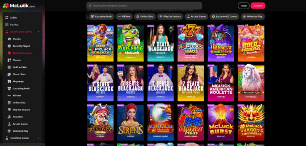 mcluck casino games
