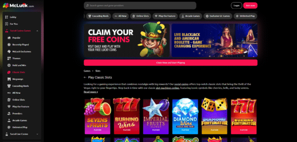 mcluck casino sweepstakes casino games