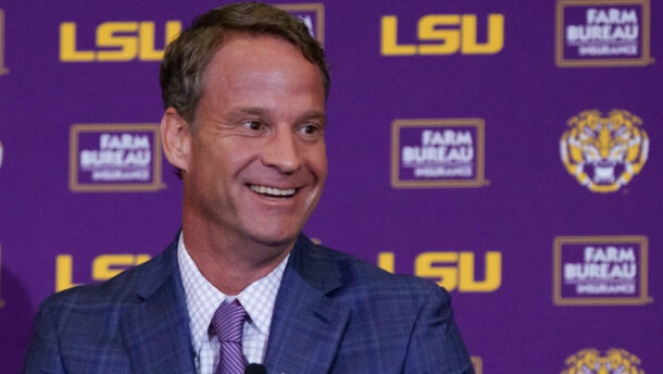 Lane Kiffin at his LSU press conference.