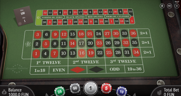 European Roulette Sweepstakes casino table games