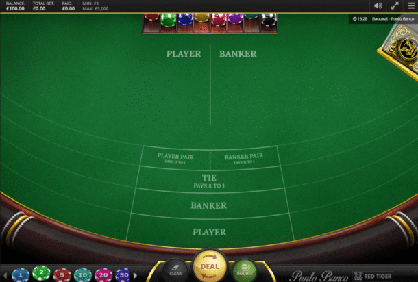 Punto Banco Baccarat sweepstakes casino table games