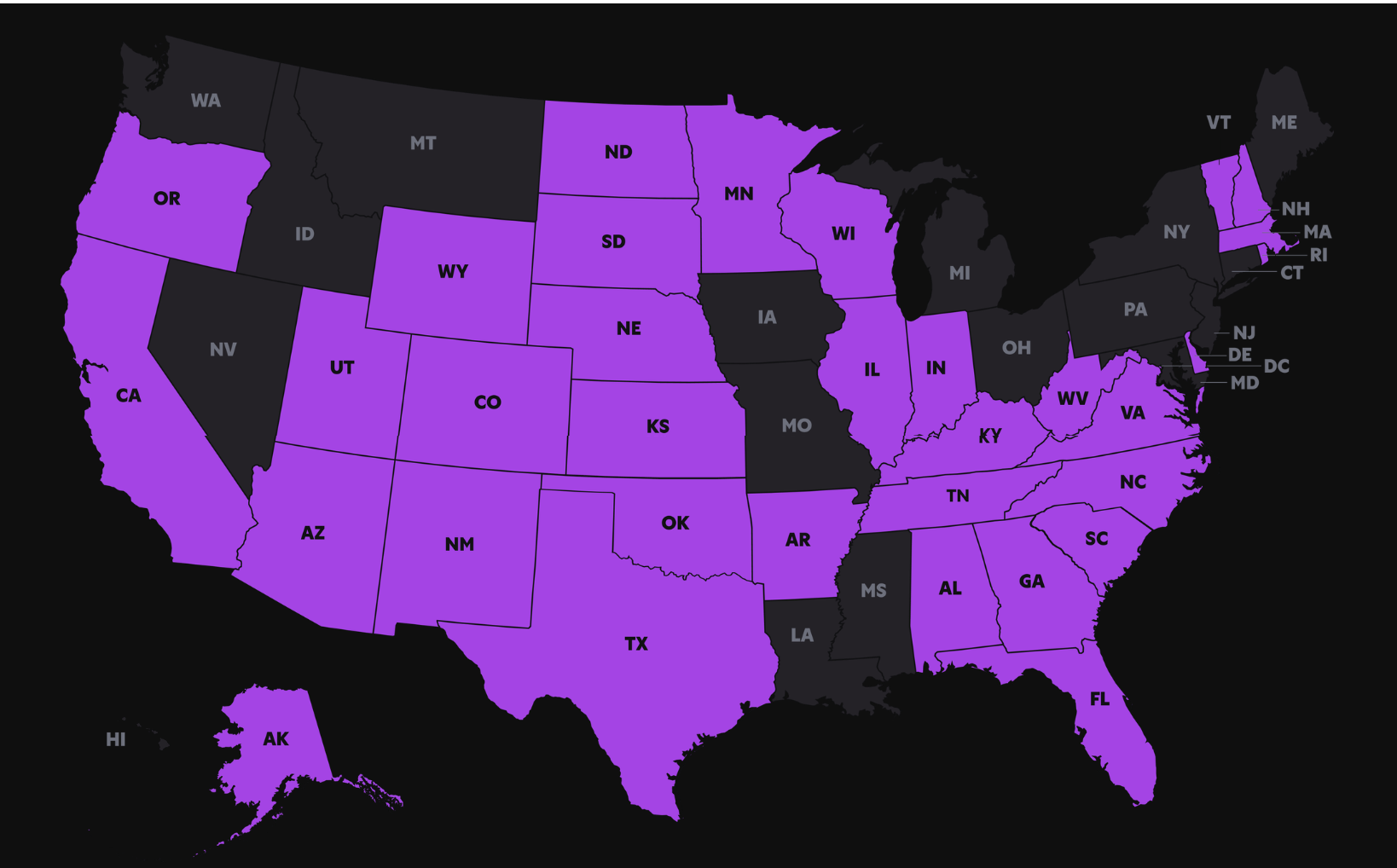 Betr available states.