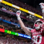 Charlie Becker of Indiana celebrates a touchdown catch.