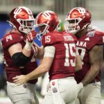 Indiana players celebrate a big play.