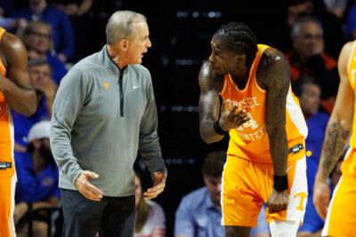 Tennessee basketball coach Rick Barnes and Felix Okpara.