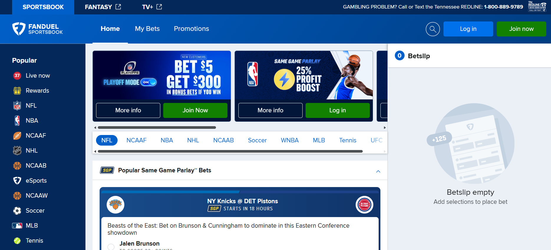 FanDuel Sportsbook promo code offer Bet $5, Get $300. 