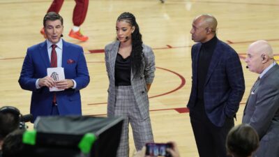 ESPN's College GameDay crew before a basketball game.