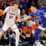 Alex Condon dribbles the ball.