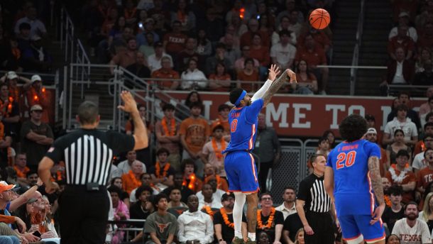 Boogie Fland shoots for Florida at Texas.