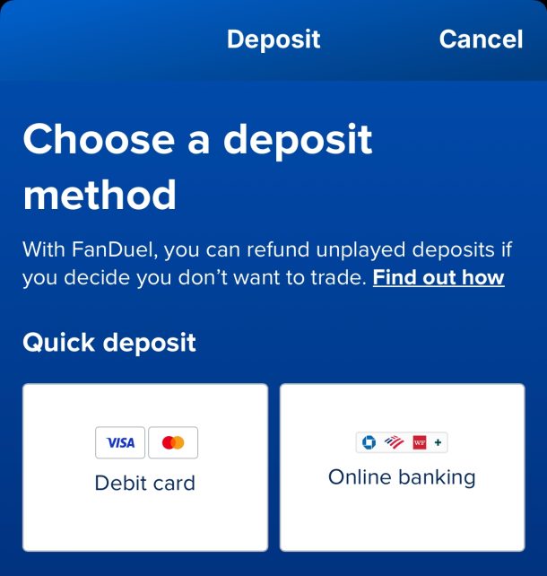 fanduel predicts payment methods banking options