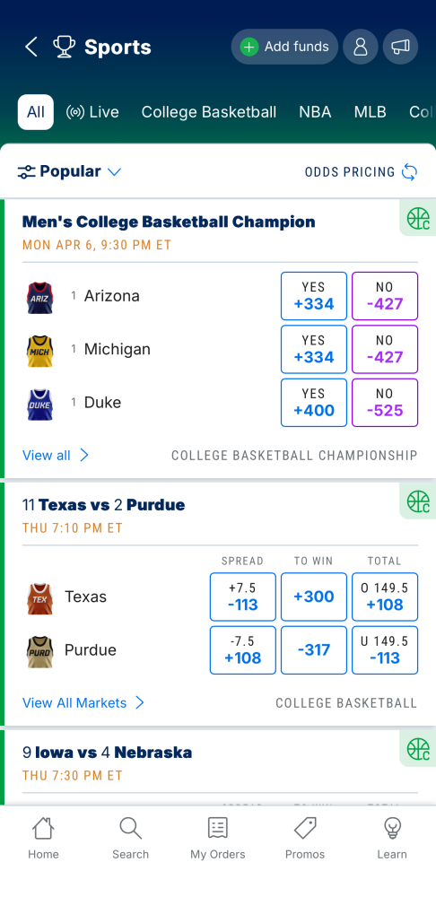 fanduel predicts app screenshot prediction markets platform