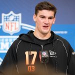 Ty Simpson at the NFL Combine in Indianapolis.