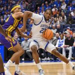 Mouhamed Dioubate backs down Louisiana State Tigers forward Pablo Tamba