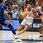 Keyshawn Hall drives the ball as Auburn Tigers take on South Alabama Jaguars.