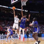 Vanderbilt Commodores guard Tyler Tanner drives to the hoop past McNeese Cowboys forward Jerrell Colbert.