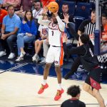 Kevin Overton takes a jump shot as Auburn Tigers take on Seattle Redhawks.