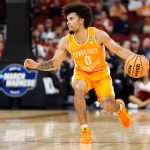Tennessee Volunteers guard Ja'Kobi Gillespie moves the ball in the second half against the Iowa State Cyclones.