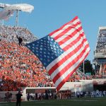 Virginia Tech parachuter.