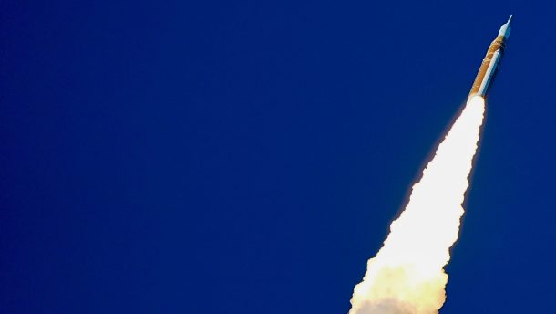 Artemis II takes off from Kennedy Space Center.