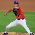 Caden McDonald pitches for Florida.