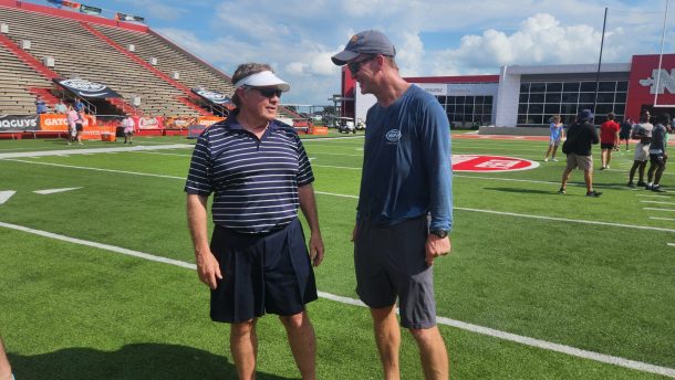 Bill Belichick and Peyton Manning at the Manning Passing Academy.