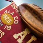 Football and pennant commemorating the 1926 Rose Bowl.