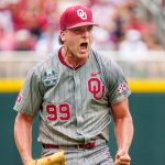 Oklahoma pitcher Cord Rager in the College World Series.