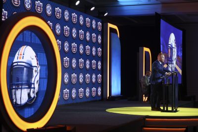 Alex Golesh at SEC Media Days.