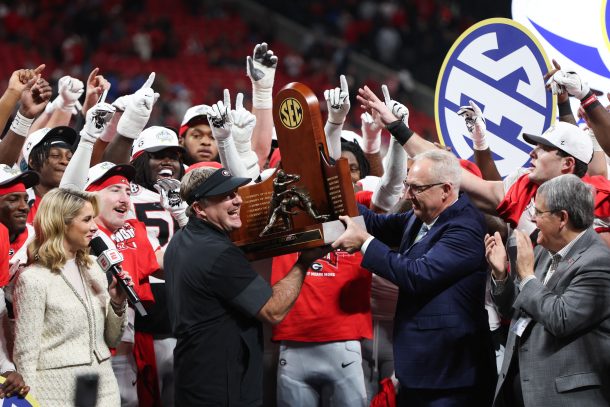Georgia celebrates an SEC title.