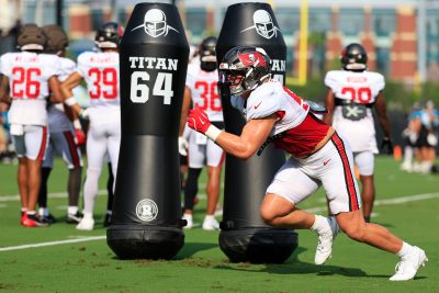 Jack Pyburn participates in training camp.