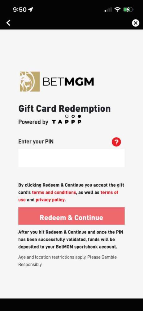 BetMGM Gift Card Deposit